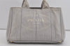 Authentic PRADA Canapa M Vintage Denim Tote Hand Bag Light Gray 2522I