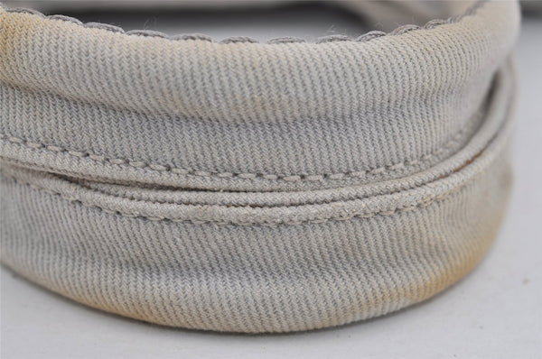 Authentic PRADA Canapa M Vintage Denim Tote Hand Bag Light Gray 2522I