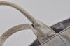 Authentic PRADA Canapa M Vintage Denim Tote Hand Bag Light Gray 2522I