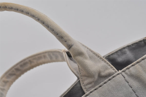 Authentic PRADA Canapa M Vintage Denim Tote Hand Bag Light Gray 2522I