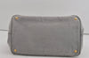 Authentic PRADA Canapa M Vintage Denim Tote Hand Bag Light Gray 2522I