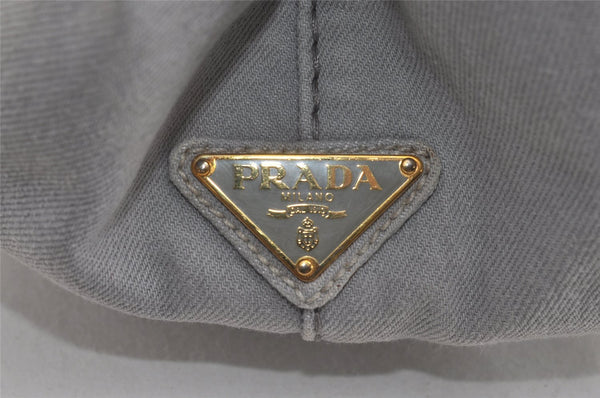 Authentic PRADA Canapa M Vintage Denim Tote Hand Bag Light Gray 2522I