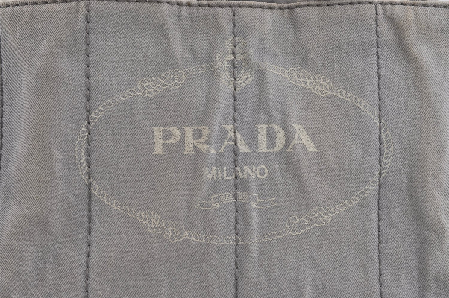 Authentic PRADA Canapa M Vintage Denim Tote Hand Bag Light Gray 2522I