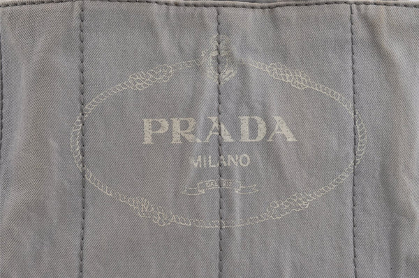Authentic PRADA Canapa M Vintage Denim Tote Hand Bag Light Gray 2522I