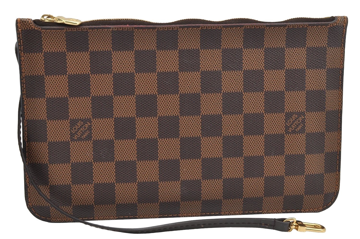 Authentic Louis Vuitton Damier Neverfull Pouch Purse Clutch Bag LV 2523I