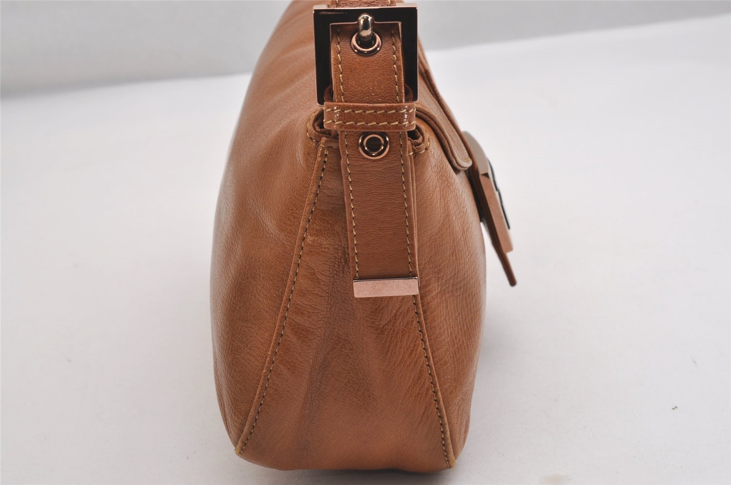 Authentic FENDI Mamma Baguette Shoulder Hand Bag Purse Leather Brown 2525I