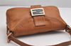 Authentic FENDI Mamma Baguette Shoulder Hand Bag Purse Leather Brown 2525I