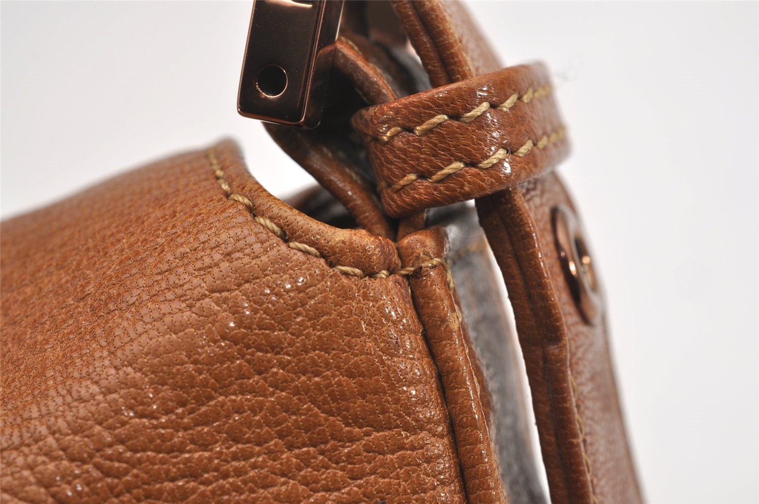 Authentic FENDI Mamma Baguette Shoulder Hand Bag Purse Leather Brown 2525I