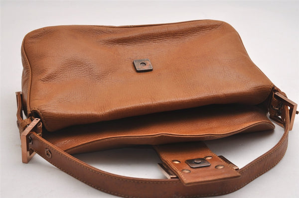 Authentic FENDI Mamma Baguette Shoulder Hand Bag Purse Leather Brown 2525I