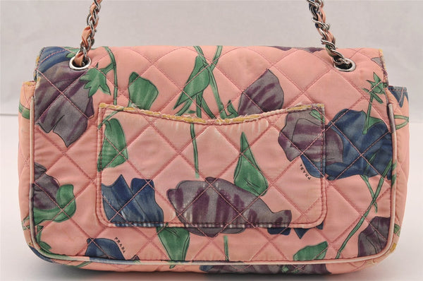 Authentic PRADA Flower Nylon Tessuto Saffiano Leather Shoulder Bag Pink 2528I