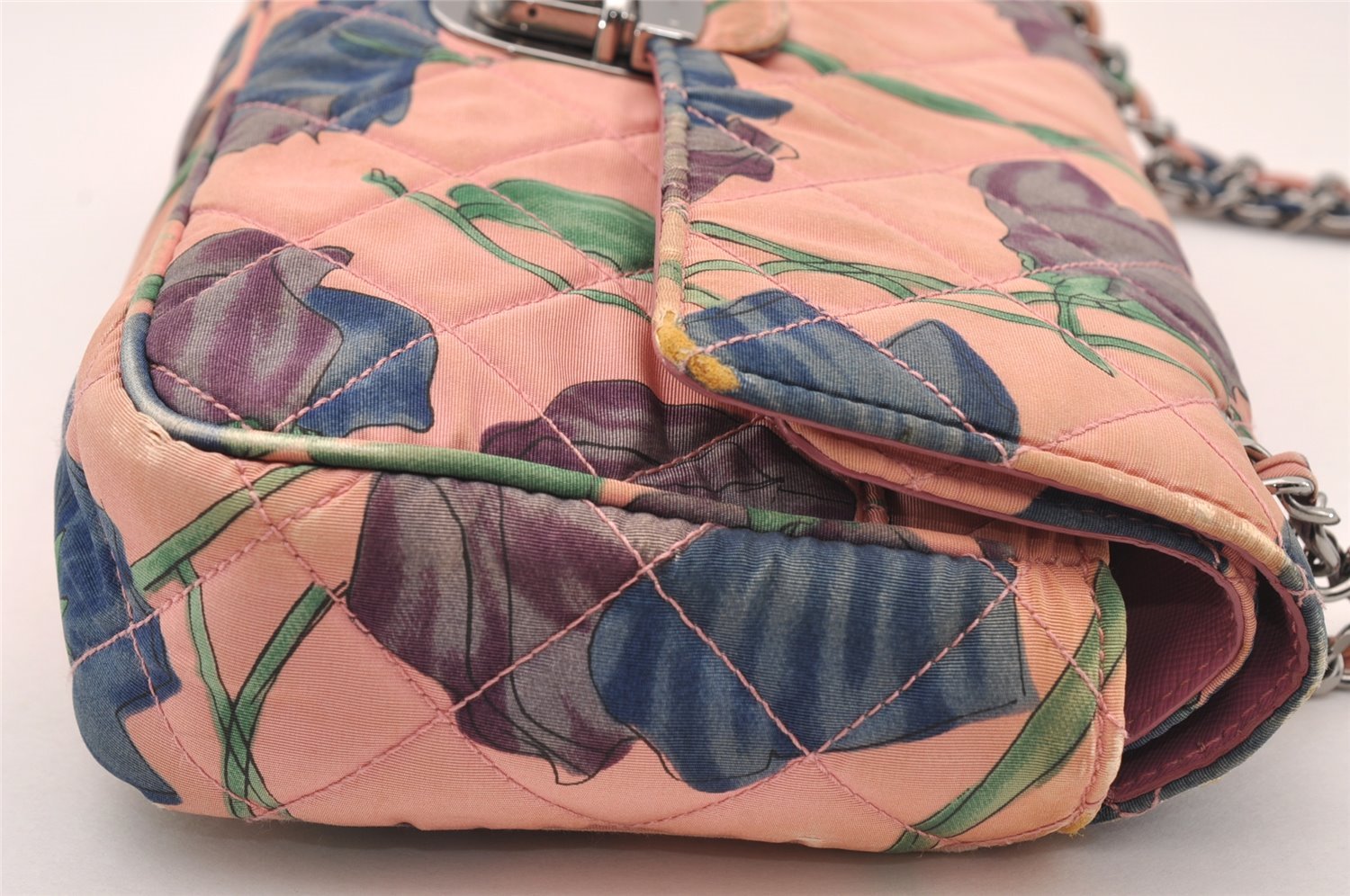Authentic PRADA Flower Nylon Tessuto Saffiano Leather Shoulder Bag Pink 2528I