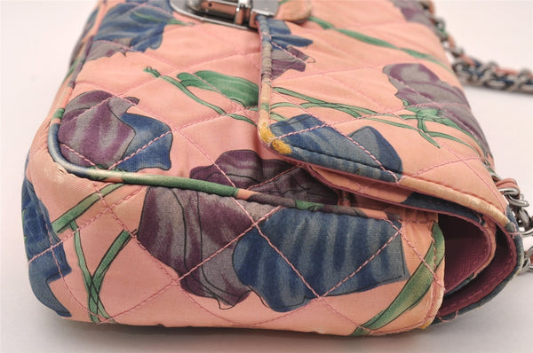 Authentic PRADA Flower Nylon Tessuto Saffiano Leather Shoulder Bag Pink 2528I
