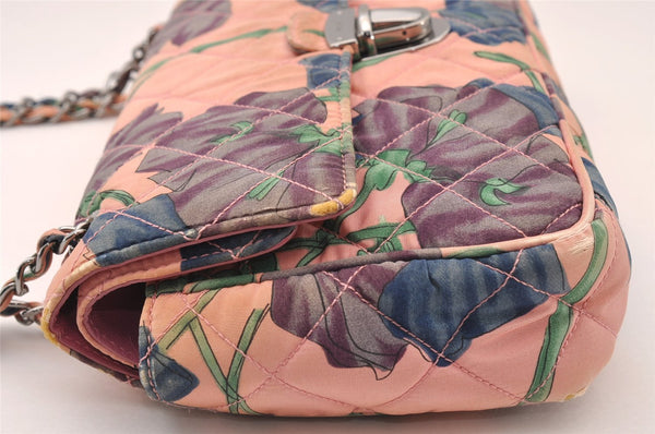 Authentic PRADA Flower Nylon Tessuto Saffiano Leather Shoulder Bag Pink 2528I