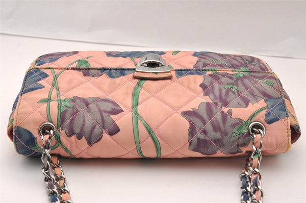 Authentic PRADA Flower Nylon Tessuto Saffiano Leather Shoulder Bag Pink 2528I