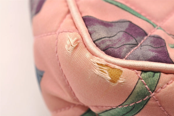 Authentic PRADA Flower Nylon Tessuto Saffiano Leather Shoulder Bag Pink 2528I