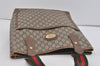 Authentic GUCCI Web Sherry Line GG Plus Vintage Tote Bag PVC Leather Brown 2533I