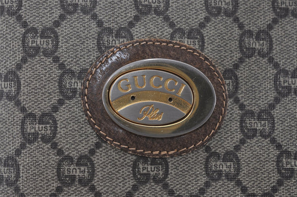 Authentic GUCCI Web Sherry Line GG Plus Vintage Tote Bag PVC Leather Brown 2533I