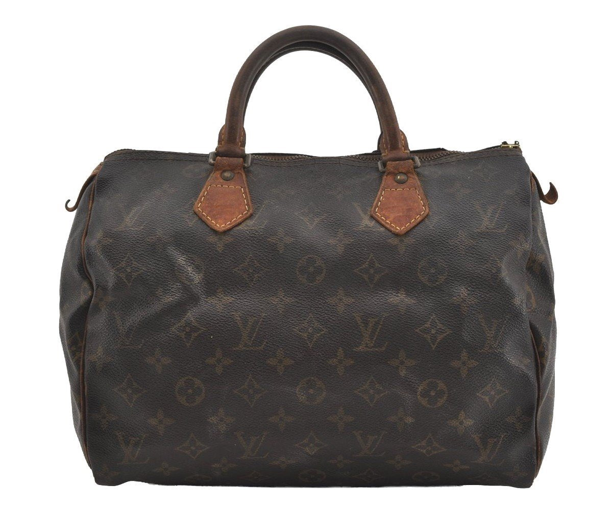 Authentic Louis Vuitton Monogram Speedy 30 Hand Boston Bag M41526 LV Junk 2536I