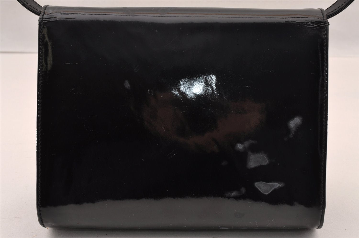 Authentic Vintage GUCCI Shoulder Cross Body Bag Purse Enamel Leather Black 2537I