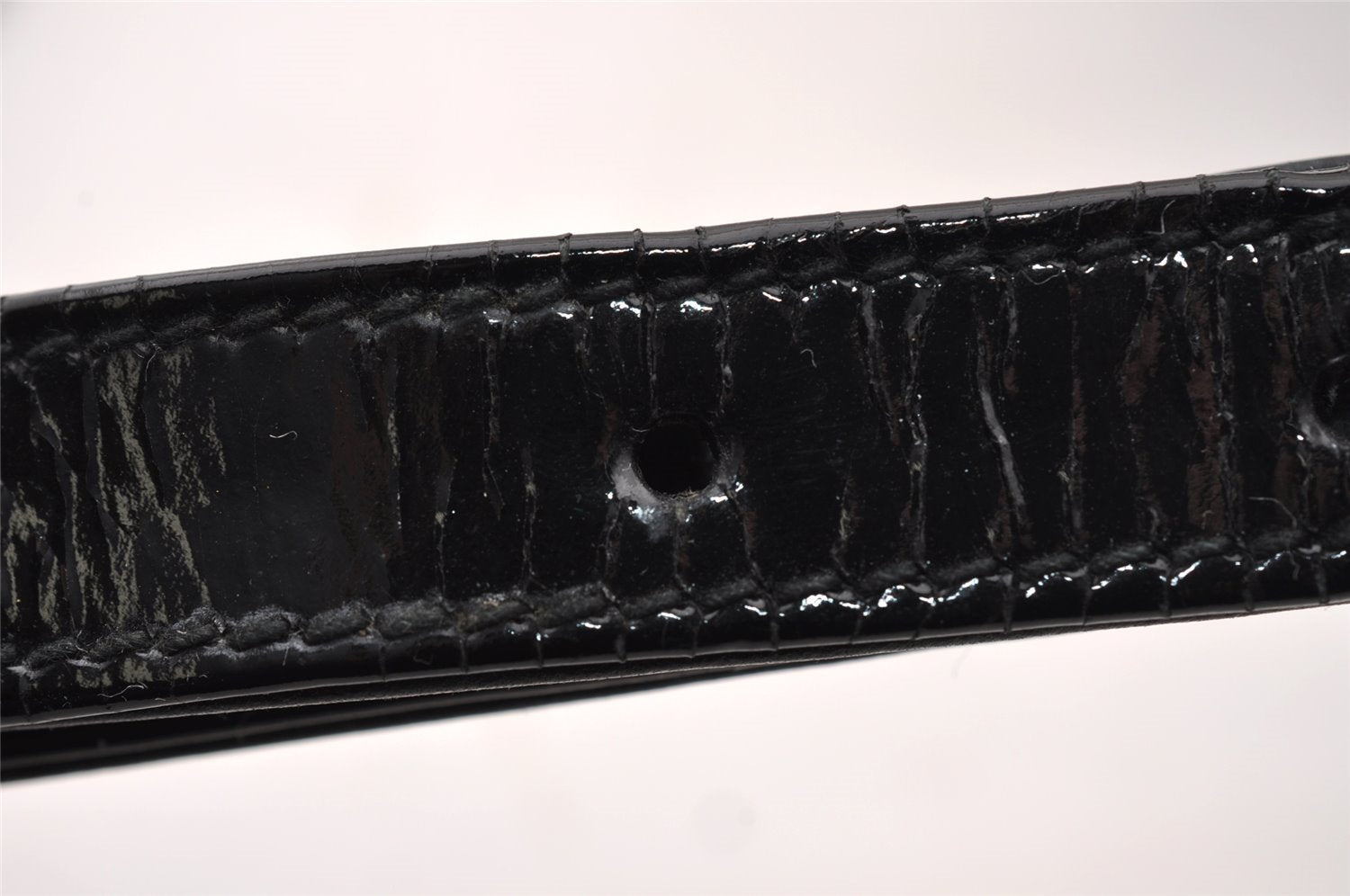 Authentic Vintage GUCCI Shoulder Cross Body Bag Purse Enamel Leather Black 2537I