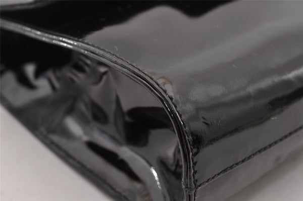 Authentic Vintage GUCCI Shoulder Cross Body Bag Purse Enamel Leather Black 2537I