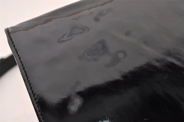 Authentic Vintage GUCCI Shoulder Cross Body Bag Purse Enamel Leather Black 2537I