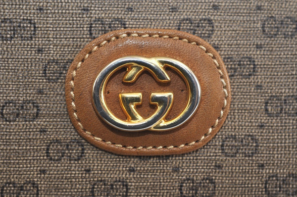 Authentic GUCCI Web Sherry Line Micro GG Shoulder Bag PVC Leather Brown 2538I