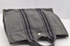 Authentic HERMES Fourre Tout PM Vintage Hand Tote Bag Canvas Gray 2540I