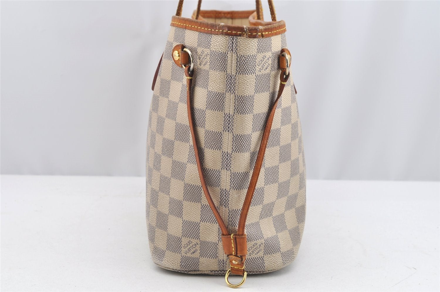 Authentic Louis Vuitton Damier Azur Neverfull PM Tote Bag N51110 LV 2542I