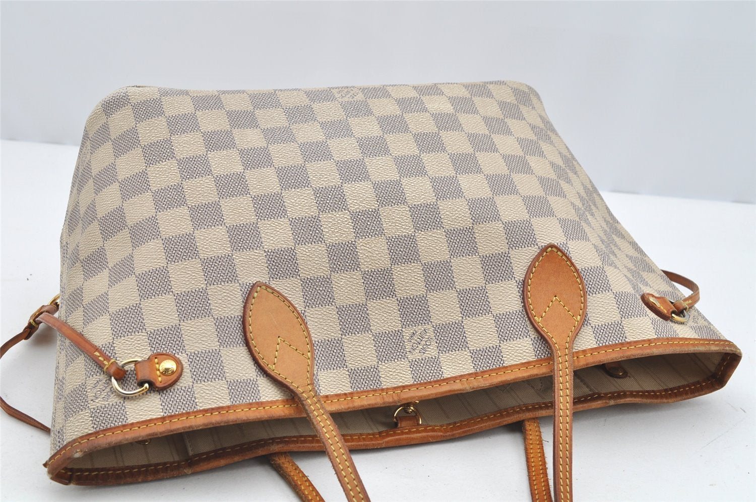 Authentic Louis Vuitton Damier Azur Neverfull PM Tote Bag N51110 LV 2542I