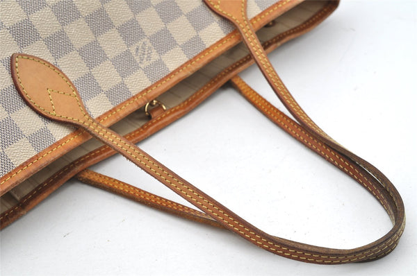 Authentic Louis Vuitton Damier Azur Neverfull PM Tote Bag N51110 LV 2542I