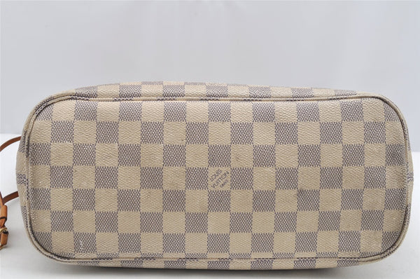 Authentic Louis Vuitton Damier Azur Neverfull PM Tote Bag N51110 LV 2542I