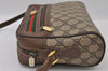 Authentic GUCCI Web Sherry Line Shoulder Cross Bag GG PVC Leather Brown 2549I