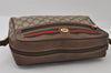 Authentic GUCCI Web Sherry Line Shoulder Cross Bag GG PVC Leather Brown 2549I