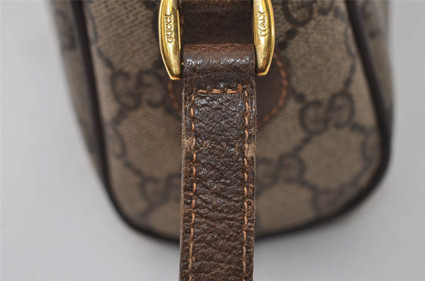 Authentic GUCCI Web Sherry Line Shoulder Cross Bag GG PVC Leather Brown 2549I