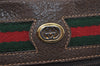 Authentic GUCCI Web Sherry Line Shoulder Cross Bag GG PVC Leather Brown 2549I