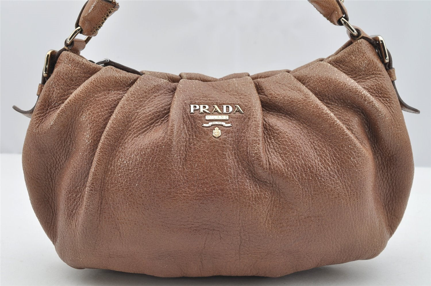 Authentic PRADA Vintage Vitello Leather Chain Shoulder Bag Pink 2550I