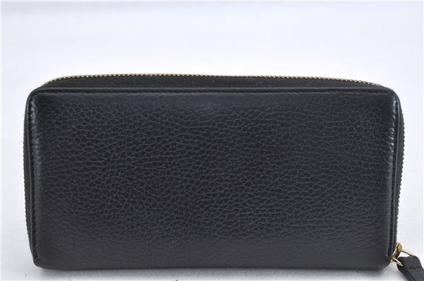 Authentic GUCCI Petite Mormont Zip Long Wallet Purse Leather 456117 Black 2552F