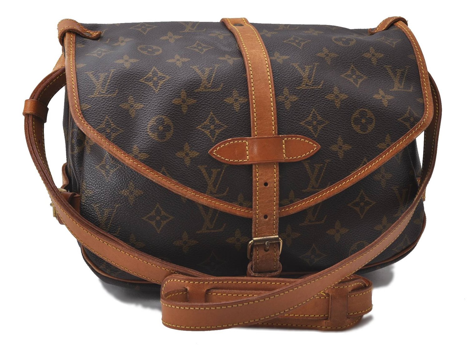 Auth Louis Vuitton Monogram Saumur 30 Shoulder Cross Body Bag M42256 LV 2554D