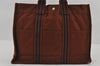 Authentic HERMES Vintage Fourre Tout MM Hand Tote Bag Canvas Brown 2554I