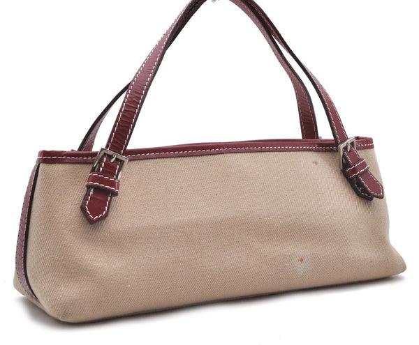 Authentic BURBERRY BLUE LABEL Shoulder Hand Bag Canvas Leather Beige Red 2555B