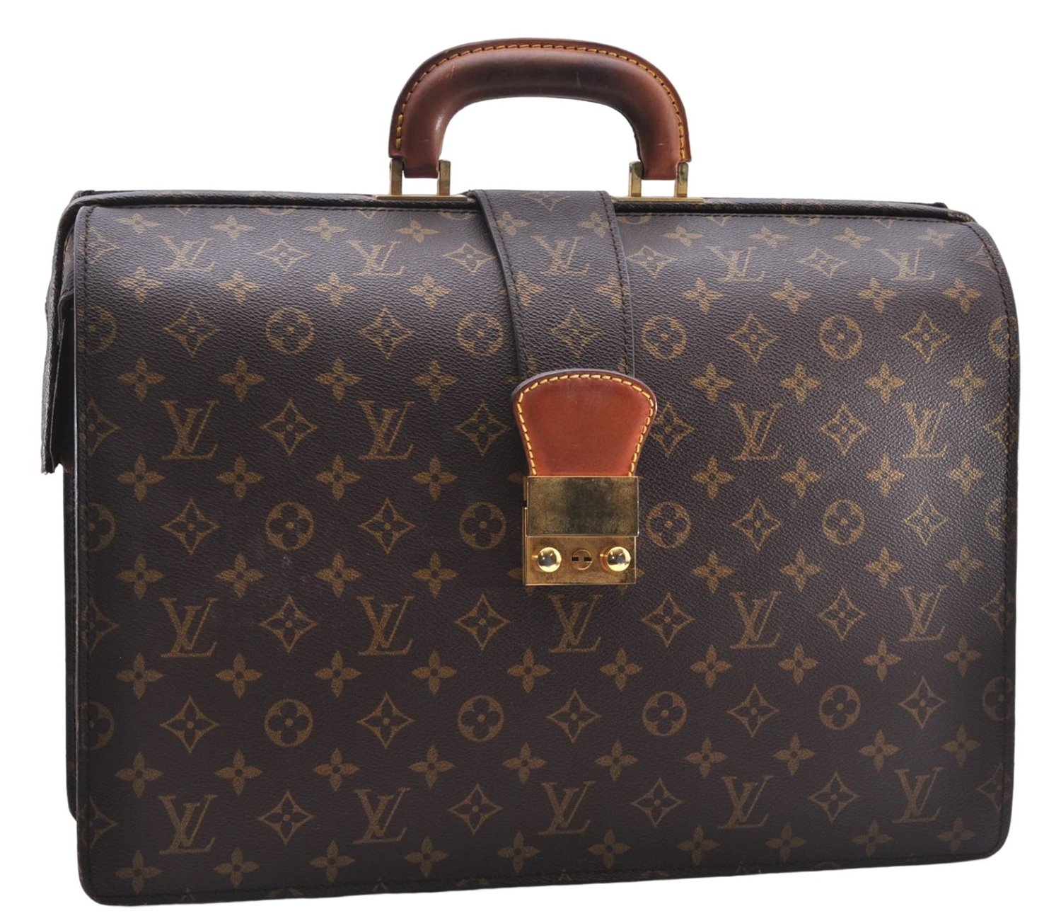 Authentic Louis Vuitton Monogram Serviette Fermoir Briefcase M53305 LV 2556E