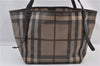 Authentic BURBERRY Vintage Check Shoulder Tote Bag PVC Leather Brown 2557F