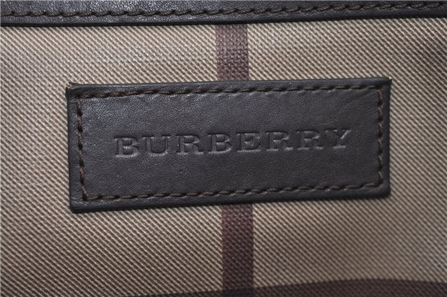 Authentic BURBERRY Vintage Check Shoulder Tote Bag PVC Leather Brown 2557F