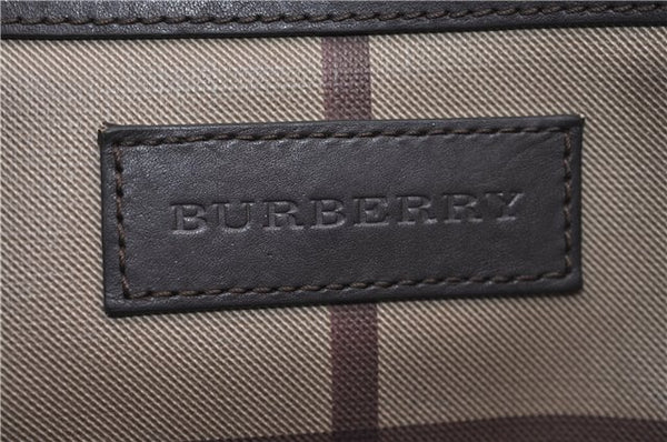 Authentic BURBERRY Vintage Check Shoulder Tote Bag PVC Leather Brown 2557F