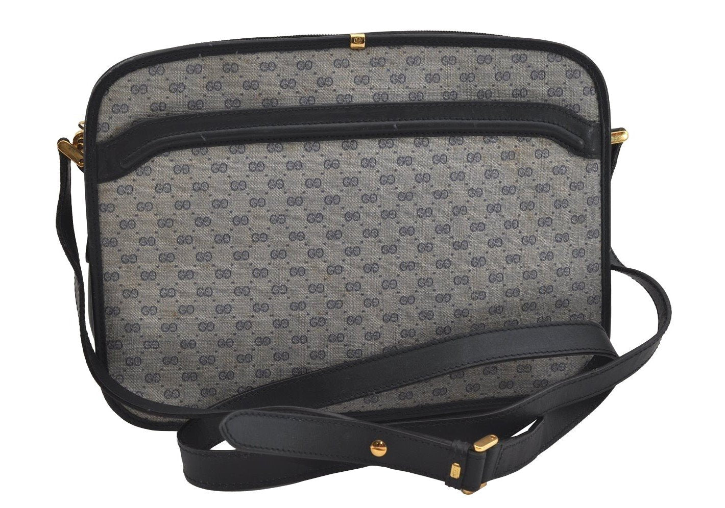 Authentic GUCCI Micro GG PVC Leather Shoulder Cross Body Bag Purse Navy 2557I