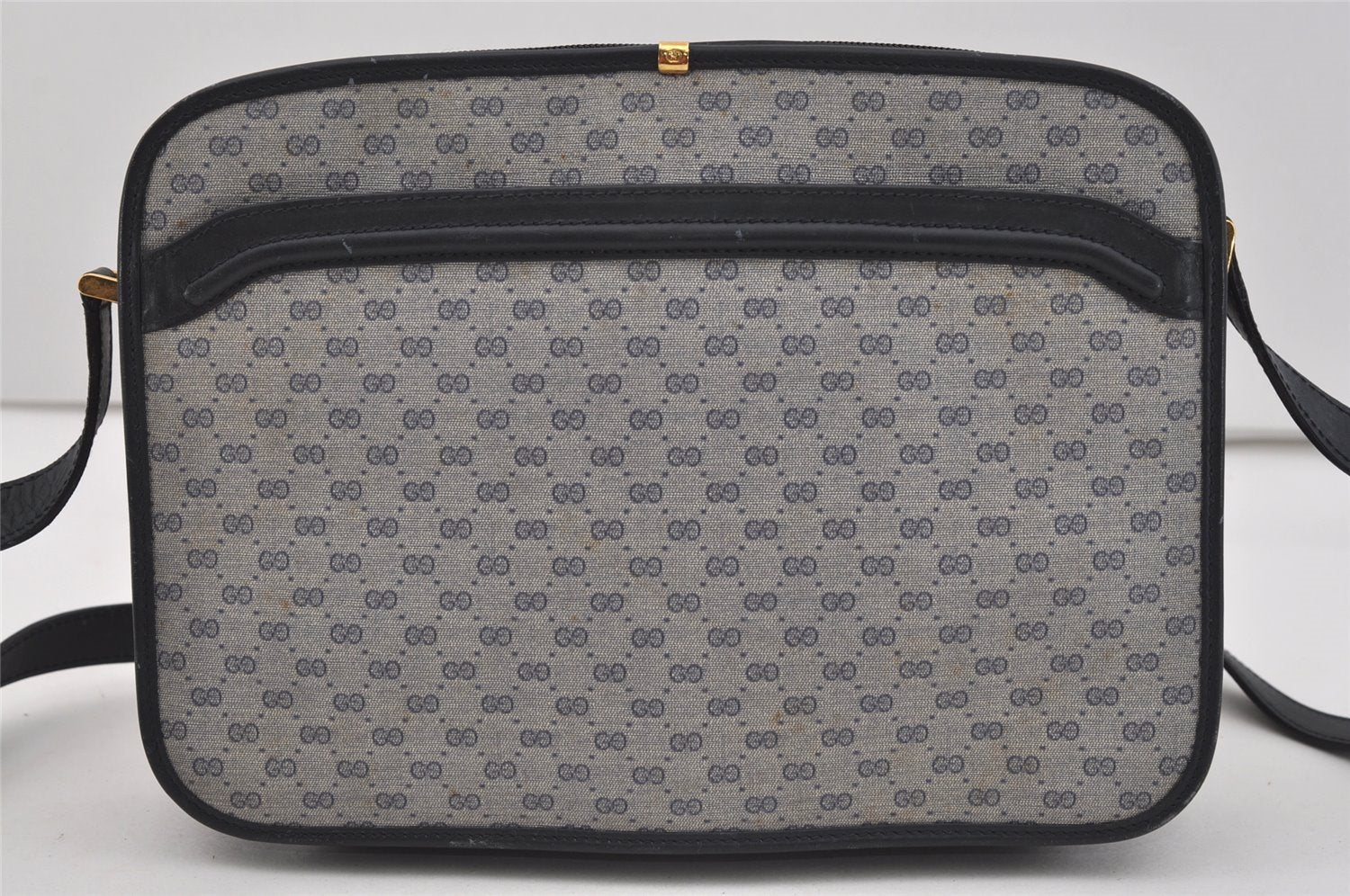 Authentic GUCCI Micro GG PVC Leather Shoulder Cross Body Bag Purse Navy 2557I