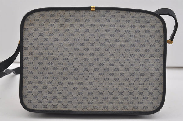 Authentic GUCCI Micro GG PVC Leather Shoulder Cross Body Bag Purse Navy 2557I