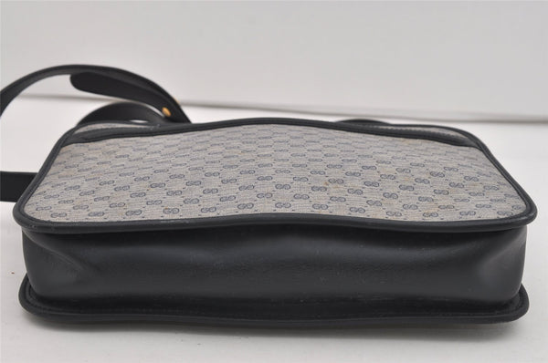 Authentic GUCCI Micro GG PVC Leather Shoulder Cross Body Bag Purse Navy 2557I