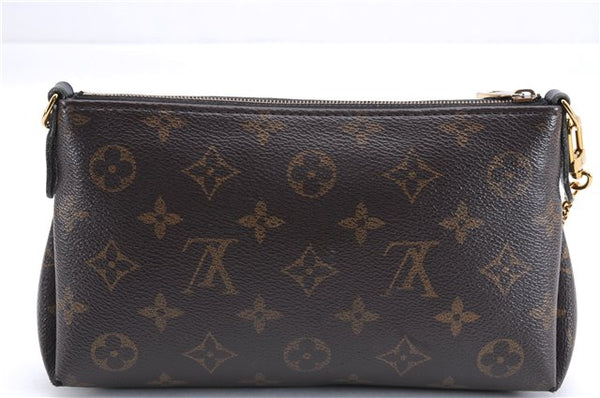 Auth Louis Vuitton Monogram Pallas Clutch Shoulder Hand Bag M44058 Black 2558E